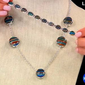Jay King Mine Finds Reversible Turquoise & Rainbow Calsilica Sterling Bracelet